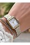 Steel Cord Square Case Women's Watch 3 Atm Waterproof 2 Years Mechanism Warranty - 2