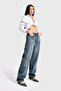 Women's Denim Color 2w48 Stone Detail Skater Fit Design Denim Jeans - 6