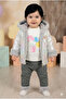 Girl baby printed sweatshirt, pants and jacket 3-piece set (9-12-18 months)