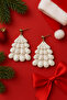 Frosted Sparkling Silver Pine Tree Design Handmade Polymer Clay Earrings
