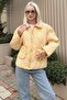 Yellow Gingham Pocketed Women's Coat Mg2488 - 2