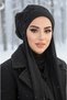 Black Hijab Beret and Shawl Set - 2