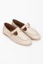 Women's Beige Faux Leather Flat Heeled Stylish Buckle Detailed Comfortable Ballerina Shoes - 2