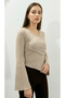 New Product Women's Crew Neck Ribbed Knitwear Blouse 0041 - 3