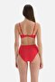 Red Side Draped High Waist Bikini Bottom - 2