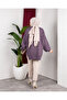 Women's Testtür Clothing Crew Neck Slit Stone Balloon Sleeve Oversized Knitwear Tunic - 3
