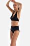 Black Side Draped High Waist Bikini Bottom - 3