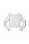 White Ribbed Knit Long Sleeve Slim Fit Cropped - 6
