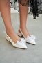 Women's Howen Short Heeled Shoes - White Leather