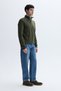 Men's Khaki Buttoned Stand Collar Sweatshirt - 3