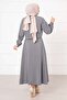 Skirted Double Suit Light Gray - 4