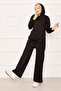 Kangaroo Pocket and Hood Detailed Two-Piece Set Black - 6