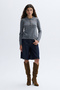 Women's Gray Melange Polo Collar Wool Blend Sweater with Pockets - 4