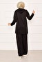 Kangaroo Pocket and Hood Detailed Two-Piece Set Black - 5