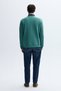 Men's Green Embroidered Crew Neck Sweatshirt - 2