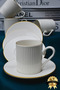 Elif 4-Piece 2-Person Gold Gilded Porcelain Coffee Cup Set Off White