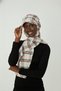 Wool Cap Hat with Scarf Plaid Gray-Burgundy-Smoke Ready-To-Wear Turban Hijab Bonnet Medical Suitable Beanie - 6