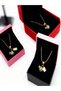 Stainless Steel Gold Color Three Charm Travel World Airplane Manifest Necklace (45cm)