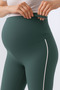 356 Green Color Piped Shaping / Sculpting and Extra Flexible Effective High Waist Maternity Leggings - 6