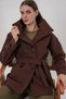 Women's Belted Cashmere Coat 9162 - Brown - 3
