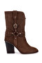 Women's Genuine Leather Brown Heeled Boots