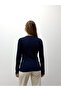 Women's Hair Knit Basic Navy Blue Knitwear Sweater - 3