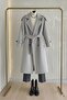 Premium Women's Light Gray Melton Coat Long Winter Belted Stylish Overcoat Jacket Light Gray