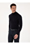 Navy Blue Slim Fit Cotton Blend Half Turtleneck Basic Knitwear Sweater 50318619-Vr033 - 3