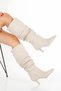Women's Beige Suede Pointed Toe Thin Heeled Comfortable Bellows Boots - 3