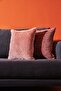 Salmon Plain Chenille Textured Throw Pillow Cover with Piping Detail - 3