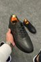 Black Leather Men's Sports Shoes-Sneakers - 4