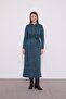 Petrol Green Self Glitter Cashmere Dress - 2
