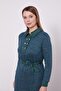 Petrol Green Self Glitter Cashmere Dress - 4