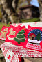 Christmas Themed Punch Embroidered Lace Throw Pillow Cover-Swinging Horse-43X43 cm - 7
