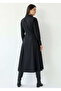 Shirt Collar Long Sleeve Black Slim Fit Midi Dress - 4