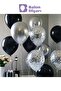 5-Piece Black, Silver, and Clear Balloon Set – Birthday and Party Decorations 🎈