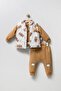 Baby Boy 3-Piece Tracksuit Set with Teddy Bear Accessory, Puffer Vest, Double Drawstring 6060 - 3