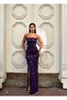 Strapless Tas Design Slit Fish Evening Dress 583339 Purple - 3