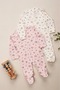 Baby Girl 2-Piece 100% Cotton Footed Romper Set - 2