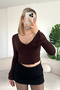 Stylish Button Detailed Spanish Sleeve Brown Blouse