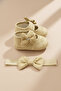 0-3 Months Newborn Stone Bow Baby Bandana Booties Set - 2
