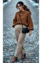 Vintage Suede and Leather Women's Shoulder Bag with Knitted Pattern, Adjustable Strap, and Charm Detail, Optional - 6