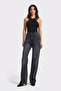 Women's Smoky Gray Doris Straight Fit High Waist 100% Cotton Denim Jeans - 2