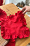 2Li Lovely Series Linen Fabric Ruffled Red Napkin - 2