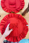 2Li Lovely Series Dak Linen Ruffle Detailed Round American Tablecloth/Placemat Red - 5
