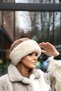 British Royal Style Kalpak Hat Women's Winter Beanie Plush Faux Fur - Mink Earth Ecru - 6