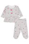 Striped Heart Embroidered 1-9 Months Pajama Set - Ecru 6-9 Months