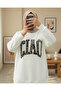 Three-Thread Sweat Suit with Leopard Print Detail on the Front - White - 2