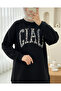Three-Thread Sweat Suit with Leopard Print Detail on the Front - Black - 2