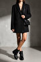 Low Heel Zippered Short Women's Black Boots with Gold Buckle Detail on the Side - 2